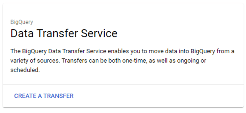 bigquery google ads - create transfer option